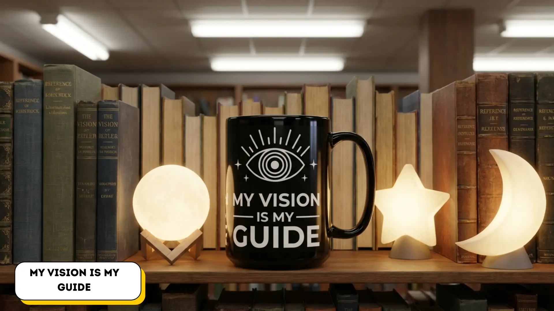 Coffee Mug Sacred Geometry | Glossy Black Ceramic | 15 oz | My Vision is My Guide