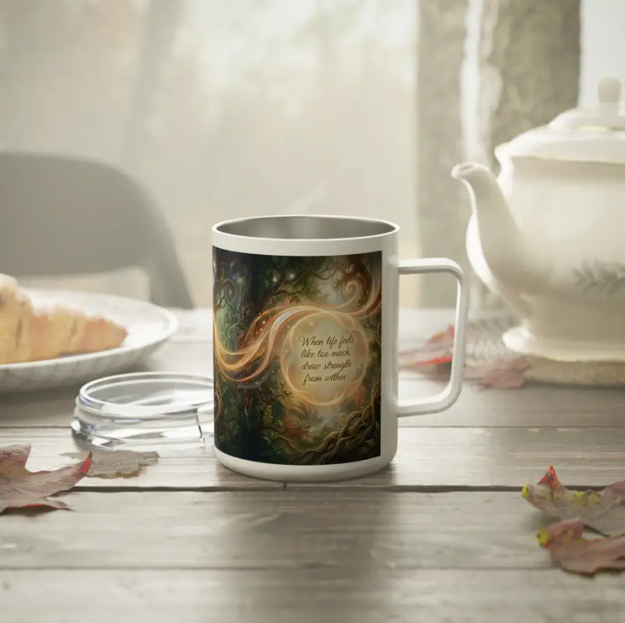 A Draw Strength from Within | Spiritual Insulated Coffee Mug | Stainless-Steel 10 oz - Image 4