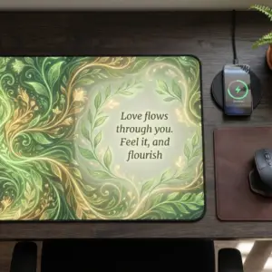 Feel Love Flowing Desk Mat, Neoprene, Rubber Backing