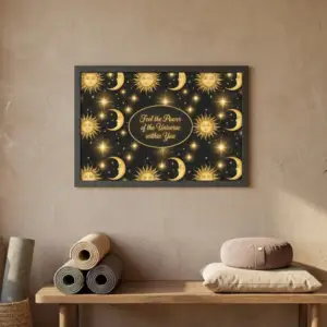 Feel the Powerful Universe Framed Wall Art, Archival Paper, Sun and Moon Design