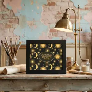 Feel the Powerful Universe Framed Wall Art, Archival Paper, Sun and Moon Design