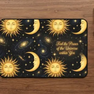 Feel the Powerful Universe Desk Mat, Neoprene, Rubber Backing
