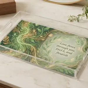 Feel Love Flowing Acrylic Serving Tray, Laminated Artwork Insert