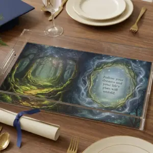 Follow Your Dreams Acrylic Serving Tray, Laminated Artwork Insert