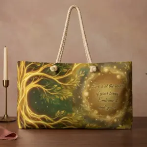 Love Is in Your Being Getaway Weekender Bag, Oversized Rope Handles