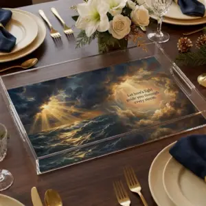 Love's Guiding Light Acrylic Serving Tray, Laminated Artwork Insert