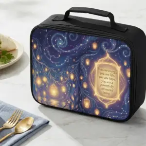 You Are Energy and Life Insulated Food Carrier, Removable Lid, Top Handle