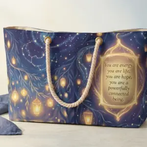 You Are Energy and Life Getaway Weekender Bag, Oversized Rope Handles